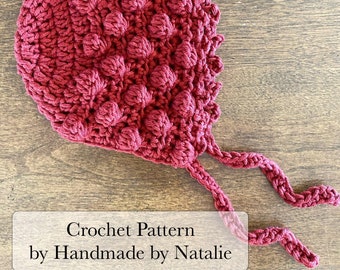 Elderberry Baby Bonnet | Baby Bonnet | Handmade Bonnet | Crochet Pattern Only