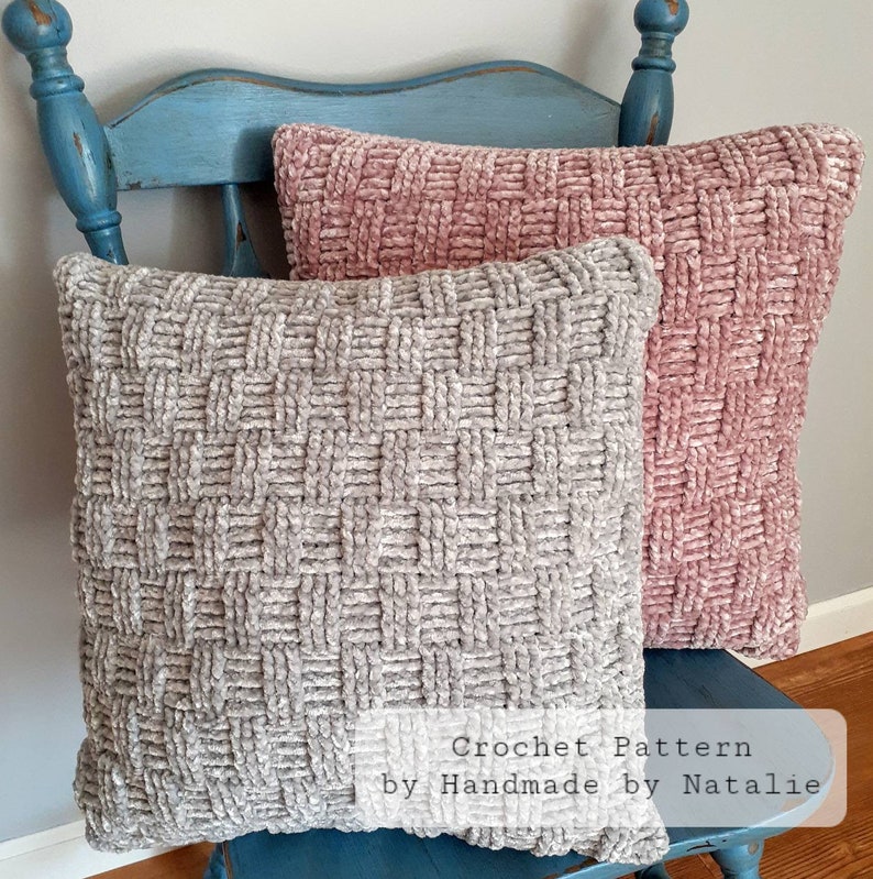 Woven Velvet Pillow Crochet Pattern Only Handmade Pillow Etsy