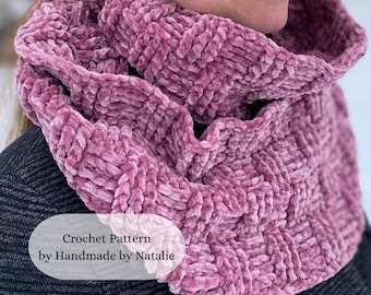 Woven Velvet Infinity Scarf | Crochet Pattern | Handmade Scarf | Infinity Scarf | Crochet Pattern Only