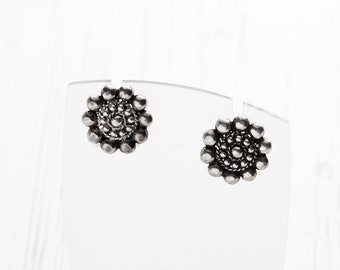 Sterling silver earrings boton Charro, Salamanca jewelry, mandala studs, geometric 925 earrings