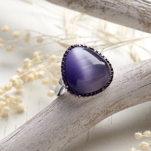 Purple tigers eye ring, Purple Tigers eye  Ring Gift Ring. This Gorgeous silver Purple Tigers eye Ring . Made with purple zircon.