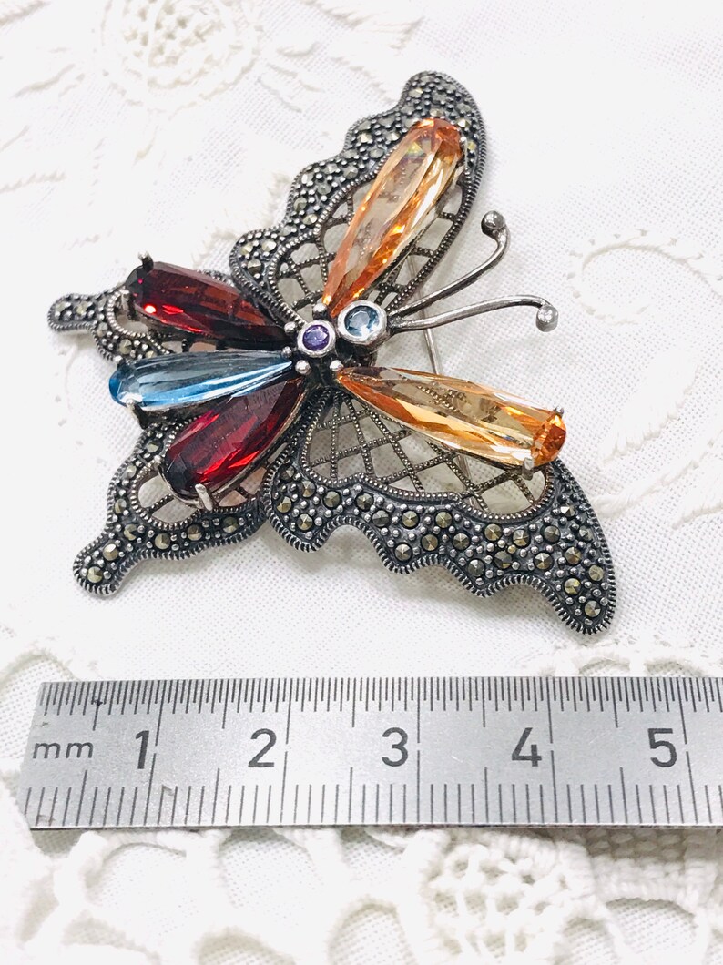 Butterfly silver brooch, insect jewelry, butterfly brooch, bridesmaid gifts, gift for her, Crystal handcrafted brooch, butterfly jewel, CZ image 10