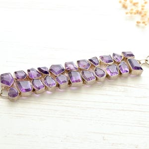 Handmade Amethyst Sterling Silver Bracelet: Artisan Gemstone Jewelry