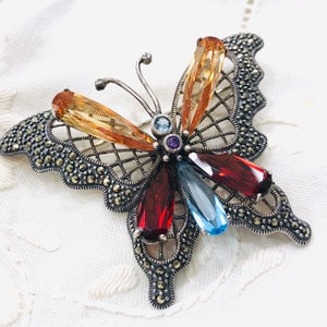 Butterfly silver brooch, insect jewelry, butterfly brooch, bridesmaid gifts, gift for her, Crystal handcrafted brooch, butterfly jewel, CZ image 2