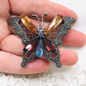 Butterfly silver brooch, insect jewelry, butterfly brooch, bridesmaid gifts, gift for her, Crystal handcrafted brooch, butterfly jewel, CZ image 7