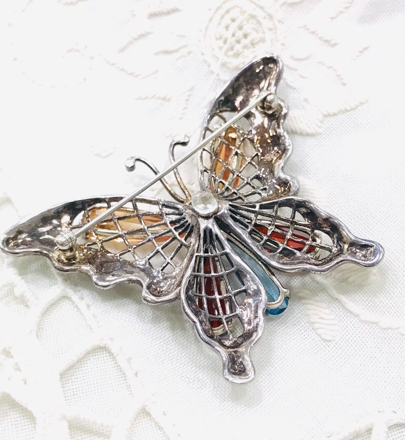 Butterfly silver brooch, insect jewelry, butterfly brooch, bridesmaid gifts, gift for her, Crystal handcrafted brooch, butterfly jewel, CZ image 8