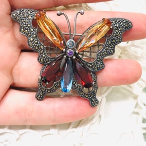 Butterfly silver brooch, insect jewelry, butterfly brooch, bridesmaid gifts, gift for her, Crystal handcrafted brooch, butterfly jewel, CZ image 4