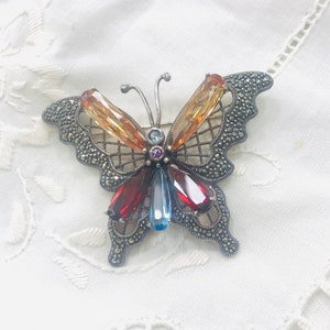 Butterfly silver brooch, insect jewelry, butterfly brooch, bridesmaid gifts, gift for her, Crystal handcrafted brooch, butterfly jewel, CZ image 6