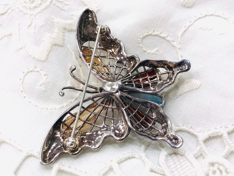 Butterfly silver brooch, insect jewelry, butterfly brooch, bridesmaid gifts, gift for her, Crystal handcrafted brooch, butterfly jewel, CZ image 5