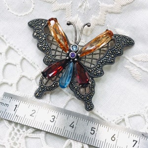 Butterfly silver brooch, insect jewelry, butterfly brooch, bridesmaid gifts, gift for her, Crystal handcrafted brooch, butterfly jewel, CZ image 9