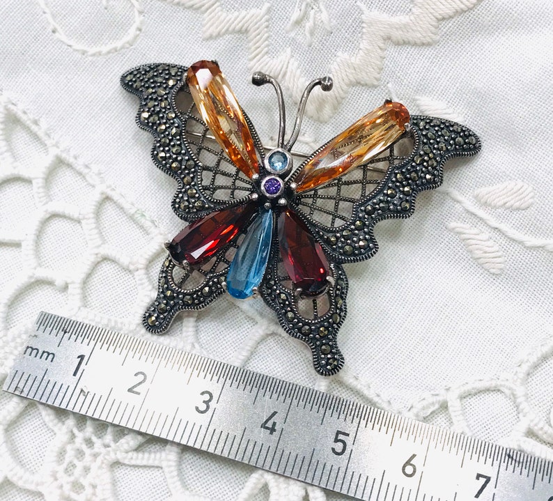Butterfly silver brooch, insect jewelry, butterfly brooch, bridesmaid gifts, gift for her, Crystal handcrafted brooch, butterfly jewel, CZ image 9
