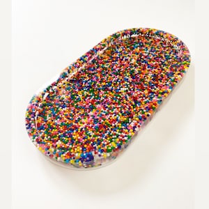 Rainbow non pareils catch all oval dish- trinket tray, jewelry storage, confetti sprinkles, colorful unique gifts