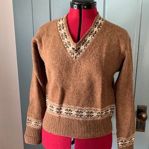 Vintage 1960s hand knit sweater, fine wool sweater image 1