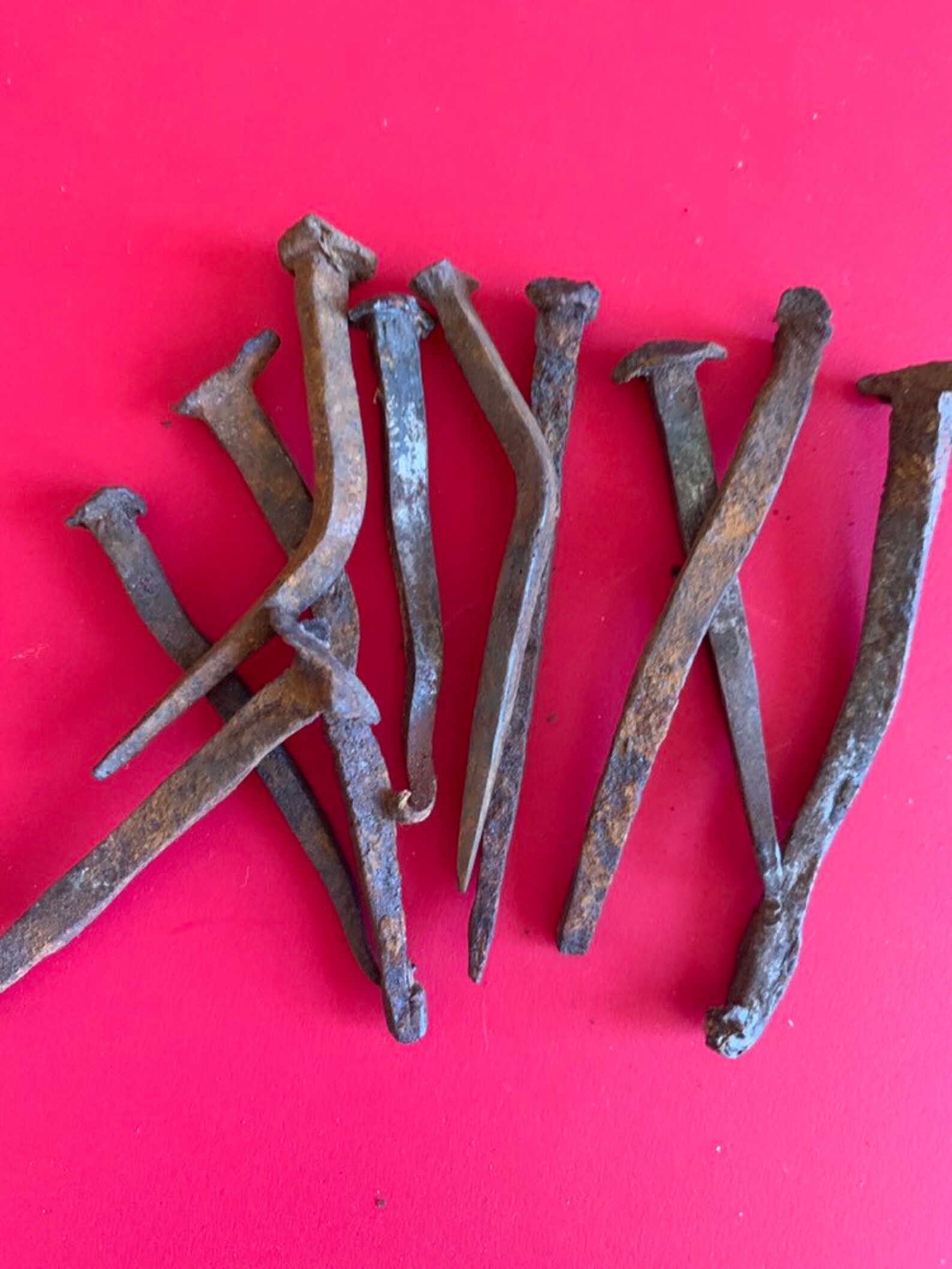 Set of 10 Antique rusty bent hand wrought nails old rust hand | Etsy