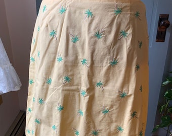 Vintage palm trees skirt, vintage lemon yellow Talbots skirt
