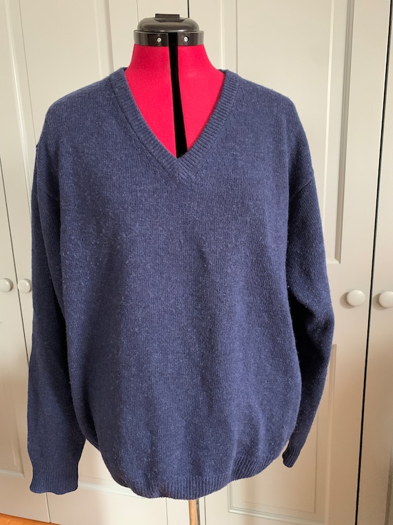 Vintage V-Neck wool sweater, wool pullover sweater