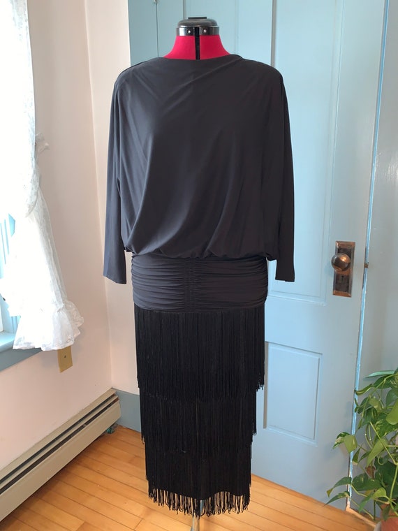 1980s fringed black evening dress, Lizzy & Johnny… - image 6