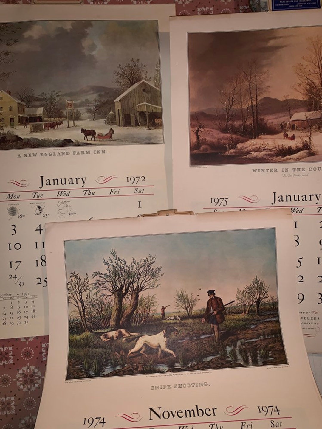 Original 1970s Currier and Ives Calendars the Travelers Etsy