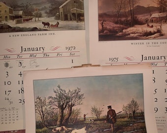 Vintage 1967 Wall Calendar Currier & Ives Travelers Insurance | Etsy