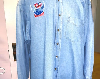 Chemise boutonnée en jean de ski World Loppet des années 1990