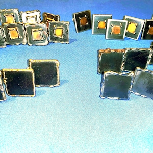 Vintage square metal drawer knob, 1990s black and copper metal drawer pull