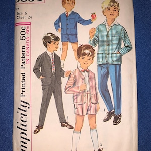 Uncut 1964 Boys suit pattern, Simplicity 5854 suit pattern size 6 chest 24