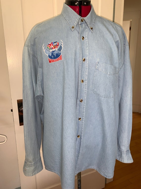 1990’s WorldLoppet ski denim button down shirt