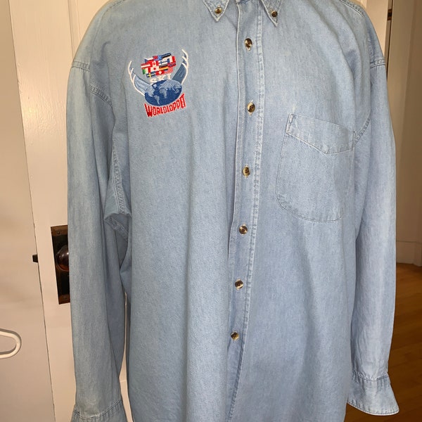 1990’s WorldLoppet ski denim button down shirt