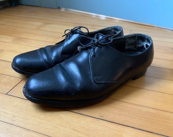 Vintage 1950s Mens Black Leather Oxfords