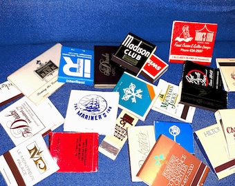 25 Vintage Matchbooks: Random Assortment, Unstruck Matches