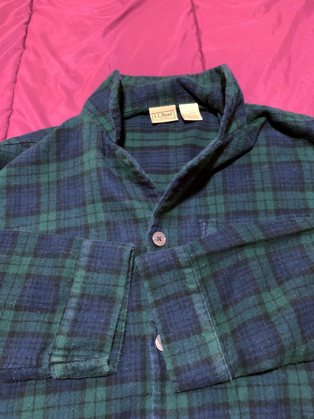 1980s L.L. Bean Flannel Black Watch Plaid Pajamas, Mens Green Plaid ...