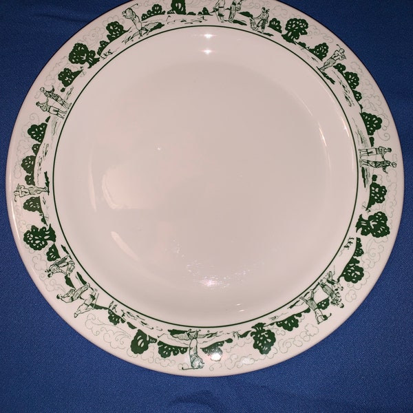 Vintage golf theme Syracuse China platter, Syralite Broadmoor plate