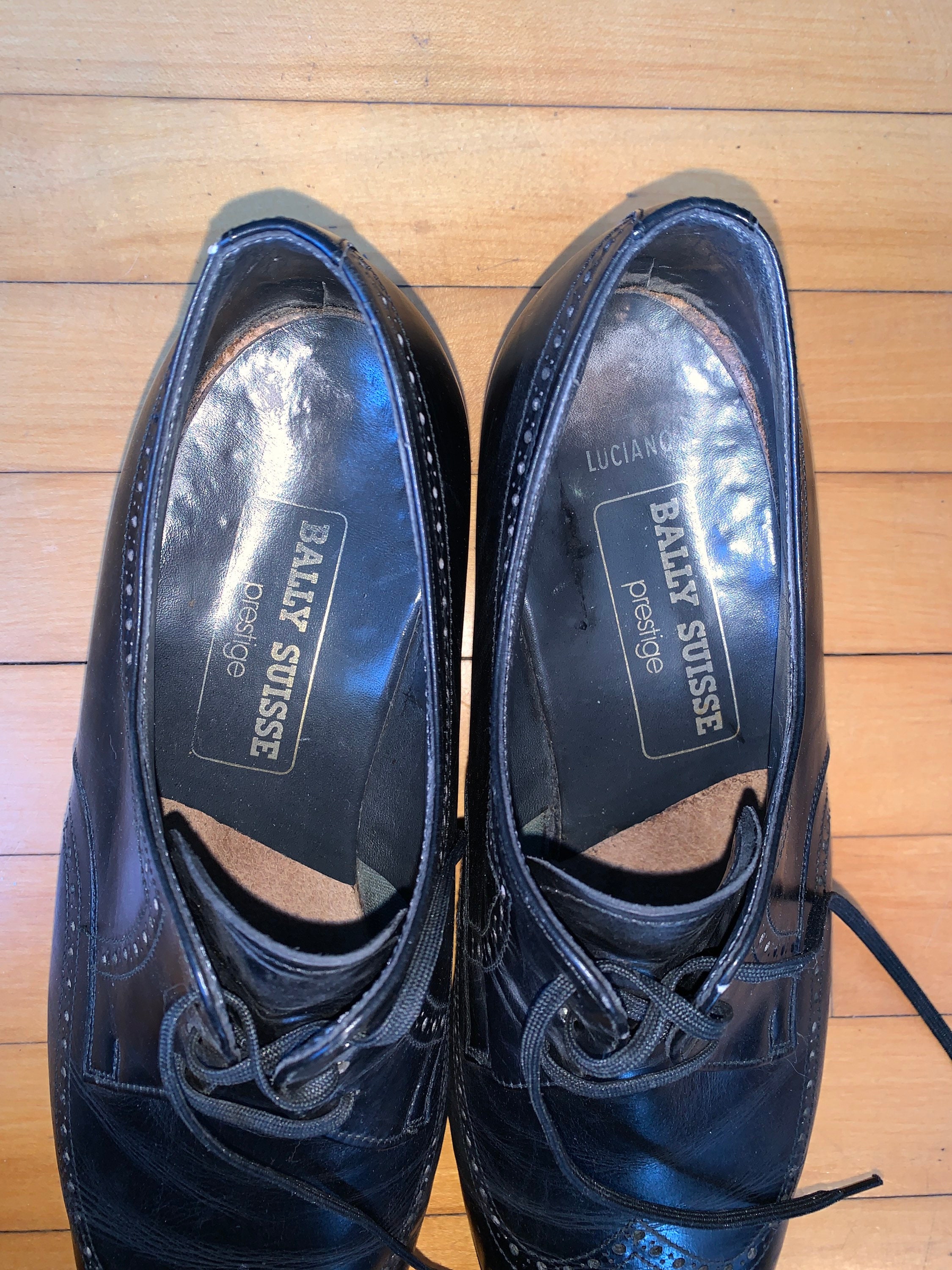 Vintage Bally Suisse Prestige Luciano Black Wingtip Shoes Mens Size 8 E Black Wingtips Etsy Canada
