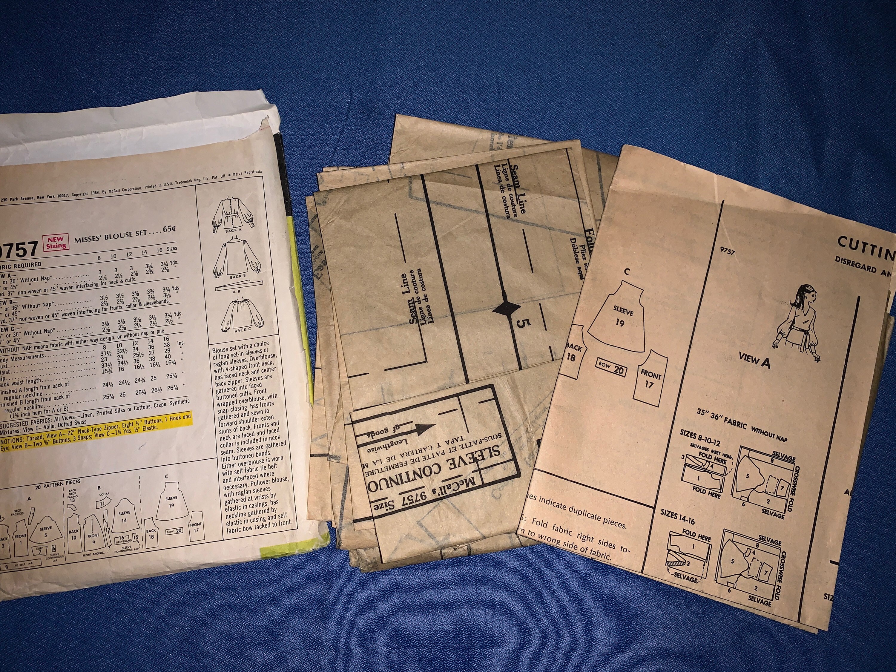 1969 Misses Blouse Pattern Size 8, Mccalls 9757 Bust 31 1/2, 1960’s ...