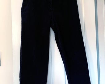 1990s LL Bean Corduroy Pants: Dark Navy Blue Cotton Blend cords