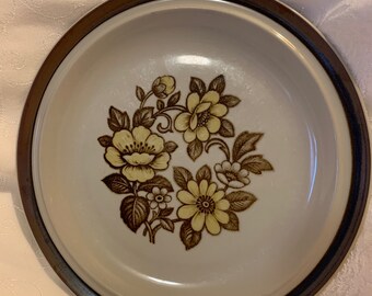 Vintage Sierra Stoneware Plate: 1970s Blossoms Floral Design MSI Japan stoneware