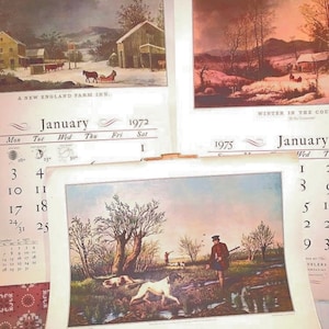 Original 1970’s Currier and Ives calendars, The Travelers Insurance advertising calendar, listing is for single calendar