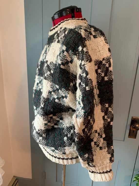 Vintage Ecuadorian woven sweater, cozy wool sweat… - image 2