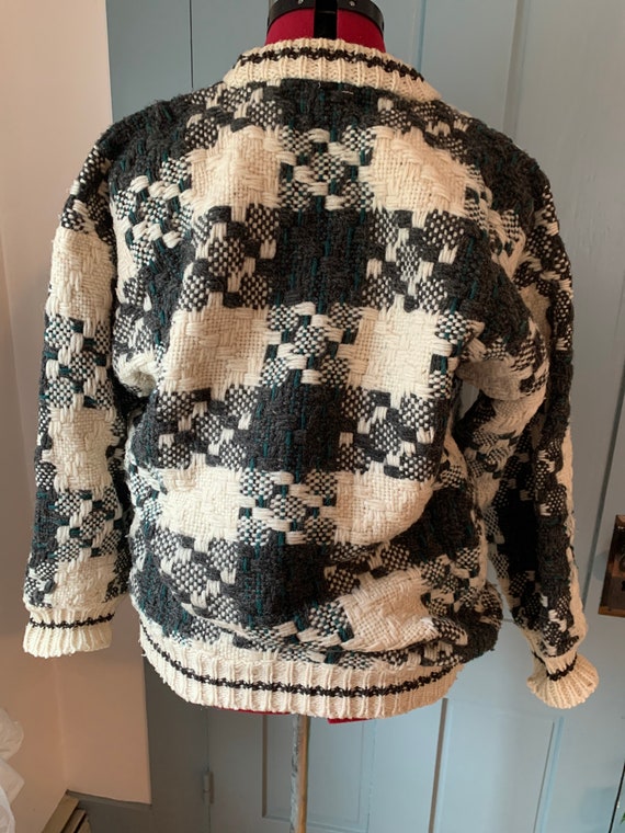 Vintage Ecuadorian woven sweater, cozy wool sweat… - image 3