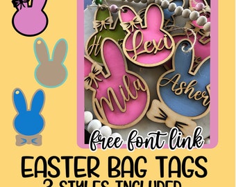 Easter Basket Tag Digital Files, FREE FONT Link, Easter Basket Tag SVG, Easter Laser, File Cut, Glowforge, Laser Design, Cut, Glowforge Svg