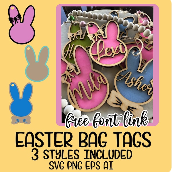 Easter Basket Tag Digital Files, FREE FONT Link, Easter Basket Tag SVG, Easter Laser, File Cut, Glowforge, Laser Design, Cut, Glowforge Svg