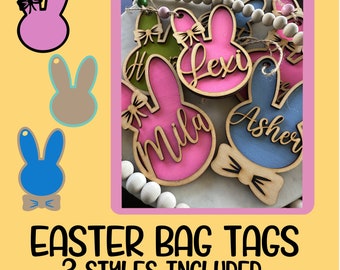 Easter Basket Tag Digital Files, Bunny Shaped, Easter Basket Tag SVG, Easter Laser, File Cut, Glowforge, Laser Design, Cut, Glowforge Svg