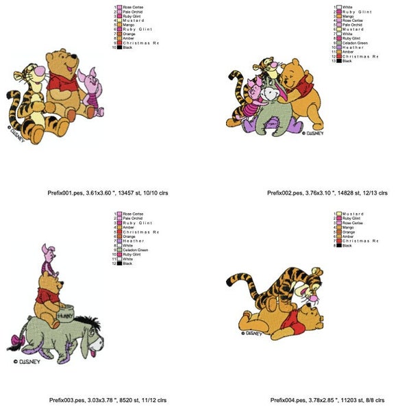 50+ Designs Pooh Piglet Tiger Embroidery Designs Zip File Dst Emb Exp Hus Jef Pes Vip Vp3 XXX