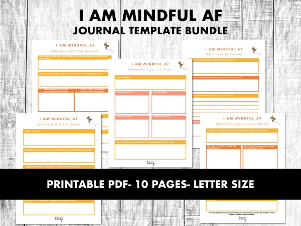 Mindfulness Journal Template Bundle - Etsy