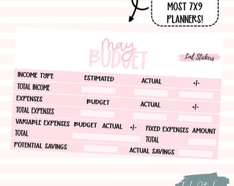 May 2025 Monthly Budget Stickers for Planners – Expense Tracking, Financial Planning Tools, Budgeting Stickers