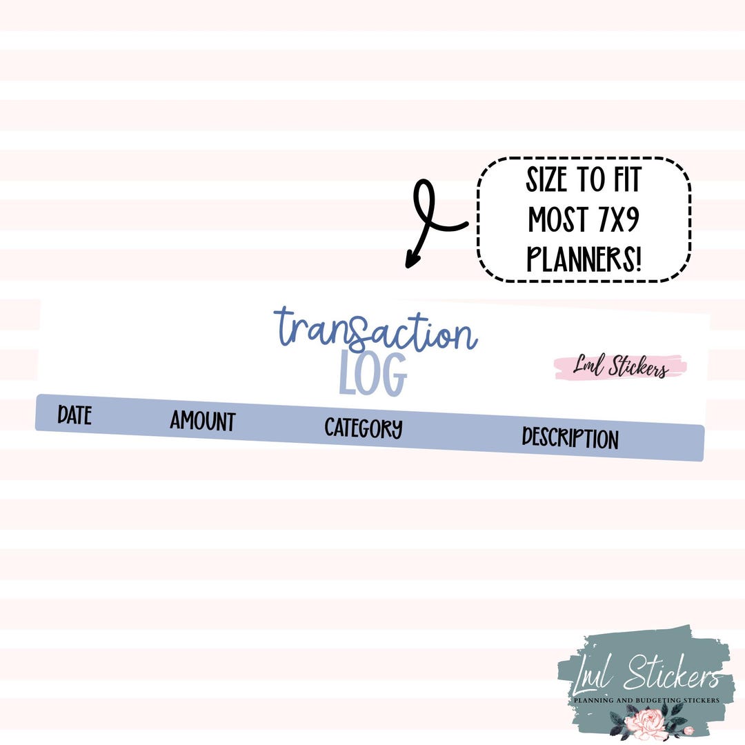 July 2025 Transaction Log Stickers for Planners – Expense Tracking ...