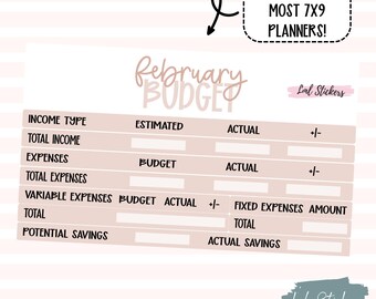 February 2025 Monthly Budget Stickers for Planners – Expense Tracking, Financial Planning Tools, Budgeting Stickers