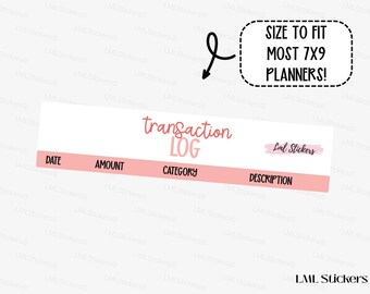 August 2026 Transaction Log Stickers | Budget Expense Tracker Stickers | Sinking Fund Transaction Log | Finance Planner Stickers