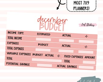 December 2025 Monthly Budget Stickers for Planners – Expense Tracking, Financial Planning Tools, Budgeting Stickers