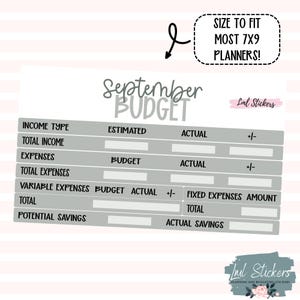 September 2025 Monthly Budget Stickers for Planners – Expense Tracking, Financial Planning Tools, Budgeting Stickers